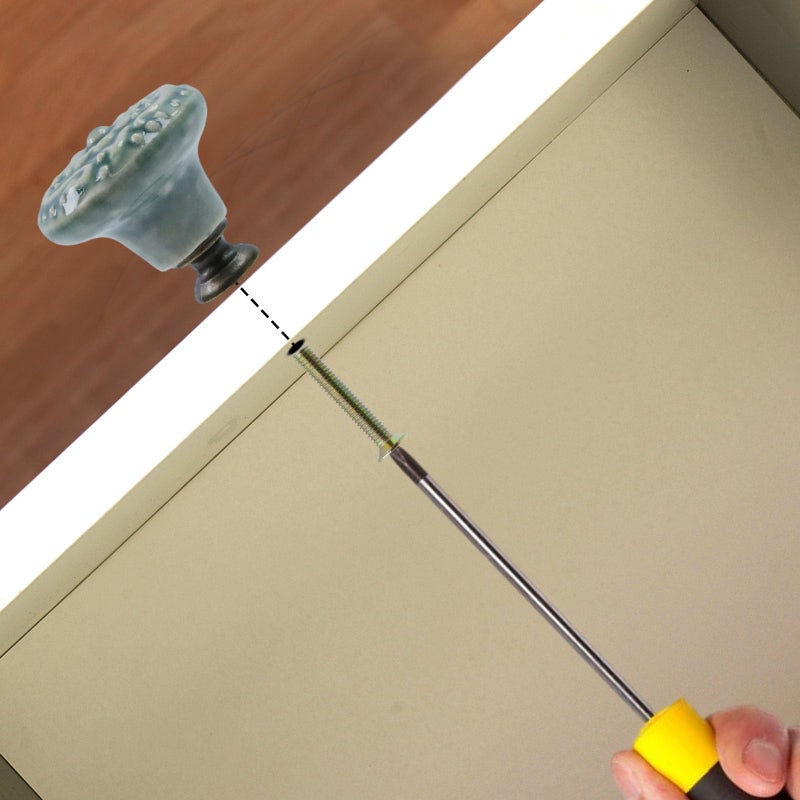 Geesatis 10 pcs Decorative Knob Ceramic knobs Drawer Cabinet Pull Handle Knobs Furniture Decorative Pull Tool with Mounting Screws, Green, 1.4 inch Diameter - Image 3